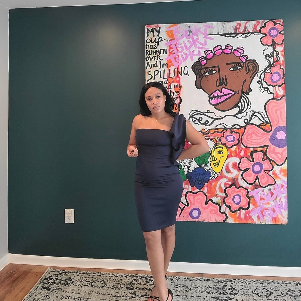 Navy wedding guest dress with arm detail